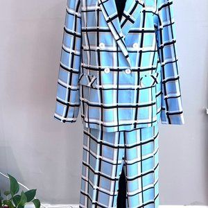 Top Shop 2-PC Double Breasted Plaid Suit (Blazer & Pants)